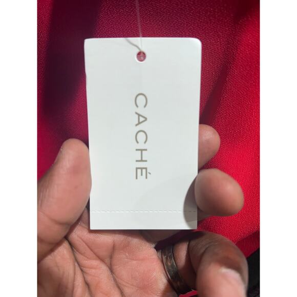 Caché Women’s Red Black Mesh Bodycon Cocktail Mini Dress Size 0 NWT - Picture 6 of 15